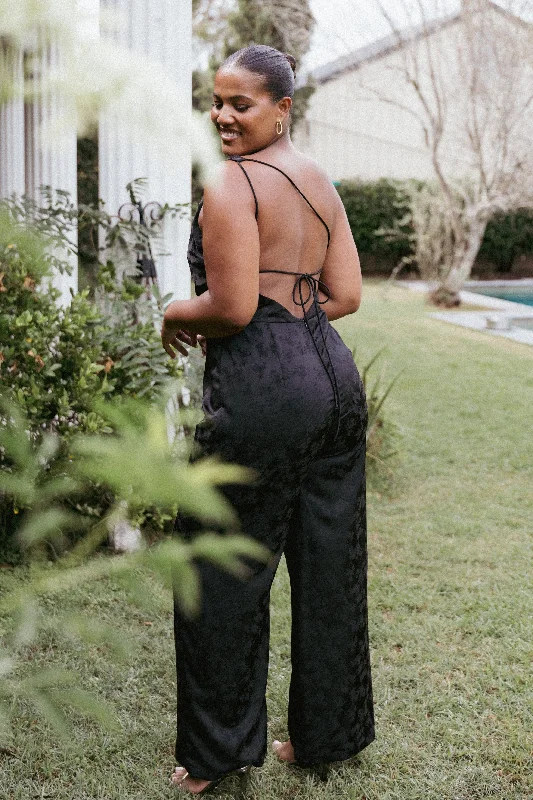 Wedding guest dresses with floral prints for spring weddings -Emmy Jumpsuit - Black Wedding guest dresses with floral prints for spring weddings -Emmy Jumpsuit - Black
