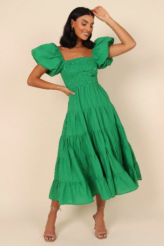 Spring dresses for a date night with a flirty style -Morgan Tiered Dress - Green