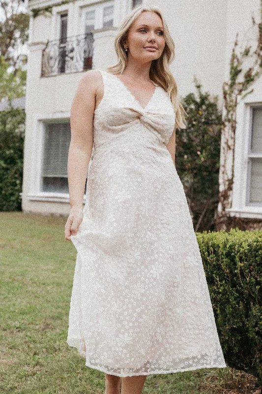Comfortable dresses for long cocktail events -Louise Midi Dress - Cream