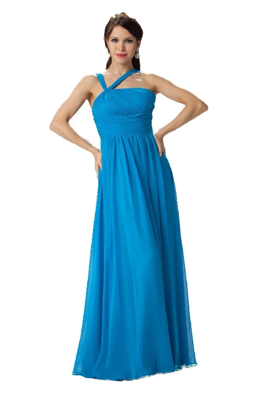 bridesmaid dresses with open backs and crisscross straps --Long One Shoulder Chiffon Dress by Poly USA 6678 bridesmaid dresses with open backs and crisscross straps --Long One Shoulder Chiffon Dress by Poly USA 6678