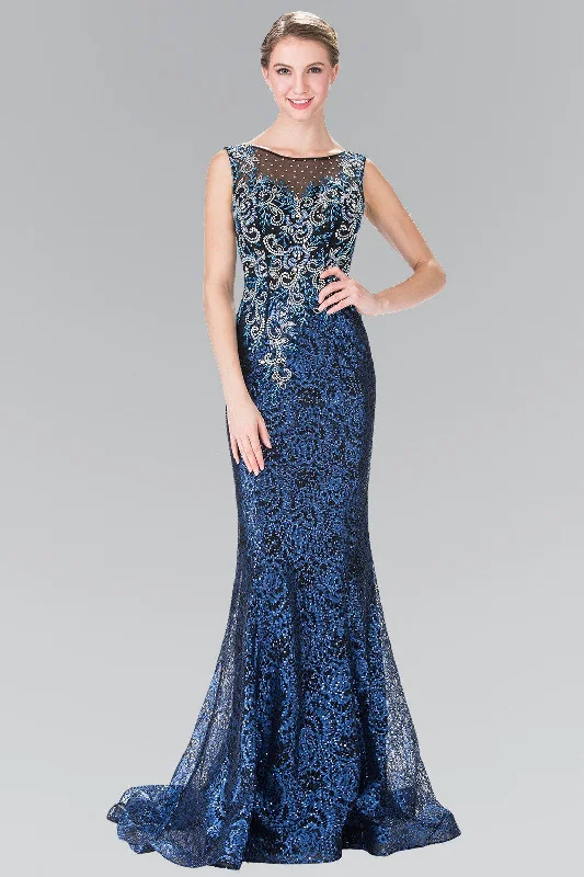 cocktail dresses with mesh necklines for modern appeal --Long Floral Embroidered Sequined Dress by Elizabeth K GL2341 cocktail dresses with mesh necklines for modern appeal --Long Floral Embroidered Sequined Dress by Elizabeth K GL2341