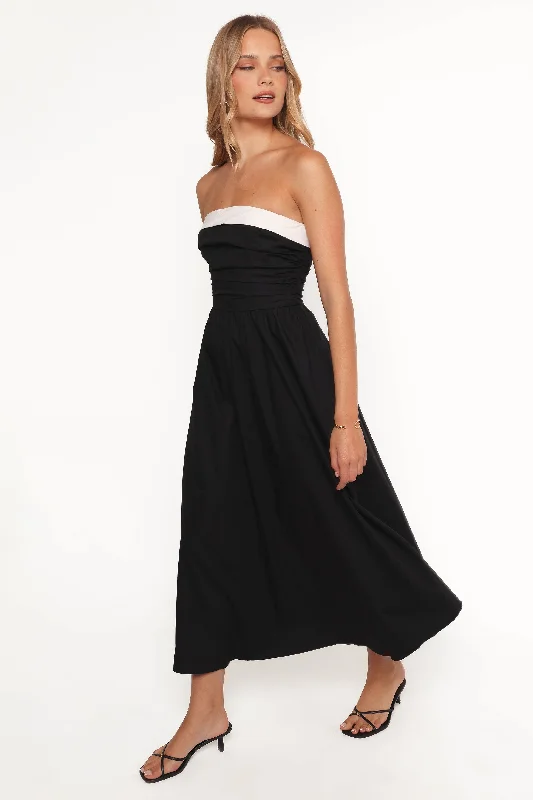 formal dresses for tall women with high slits --Marais Strapless Midi Dress - Black formal dresses for tall women with high slits --Marais Strapless Midi Dress - Black
