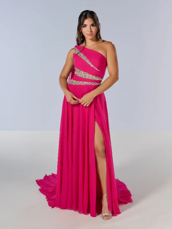 vintage style formal dresses with floral prints --Chiffon One Shoulder A-line Gown by Tiffany Designs 16217 vintage style formal dresses with floral prints --Chiffon One Shoulder A-line Gown by Tiffany Designs 16217