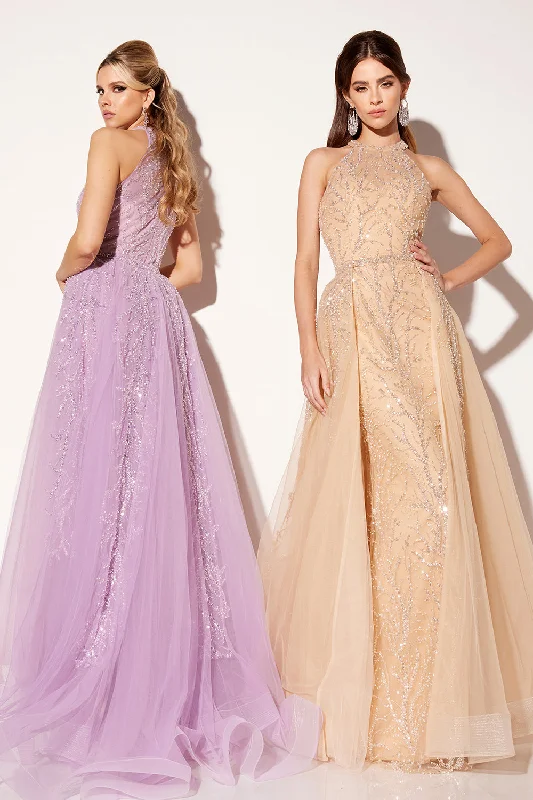 affordable cocktail dresses under $100 for casual events --Beaded Halter Overskirt Gown by Lucci Lu C8034 affordable cocktail dresses under $100 for casual events --Beaded Halter Overskirt Gown by Lucci Lu C8034