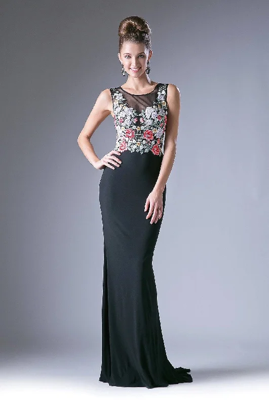 Wedding guest dresses for intimate backyard weddings -Floral Applique Sleeveless Gown by Cinderella Divine HW11 Wedding guest dresses for intimate backyard weddings -Floral Applique Sleeveless Gown by Cinderella Divine HW11