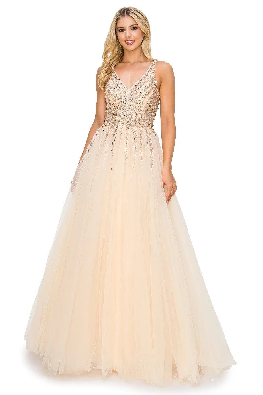 formal dresses for weddings with lace detailing --Beaded Long V-Neck Tulle Dress by Cinderella Couture 8034J formal dresses for weddings with lace detailing --Beaded Long V-Neck Tulle Dress by Cinderella Couture 8034J