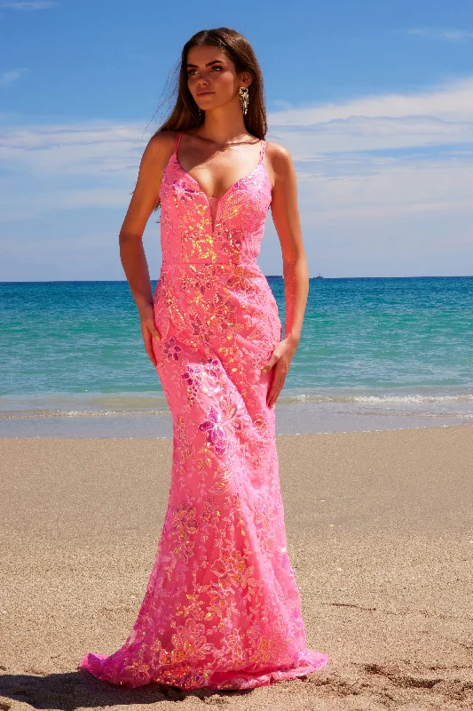 cocktail dresses with layered skirts for dramatic effect --Sequin Applique Sleeveless Gown by Nox Anabel A1587 cocktail dresses with layered skirts for dramatic effect --Sequin Applique Sleeveless Gown by Nox Anabel A1587