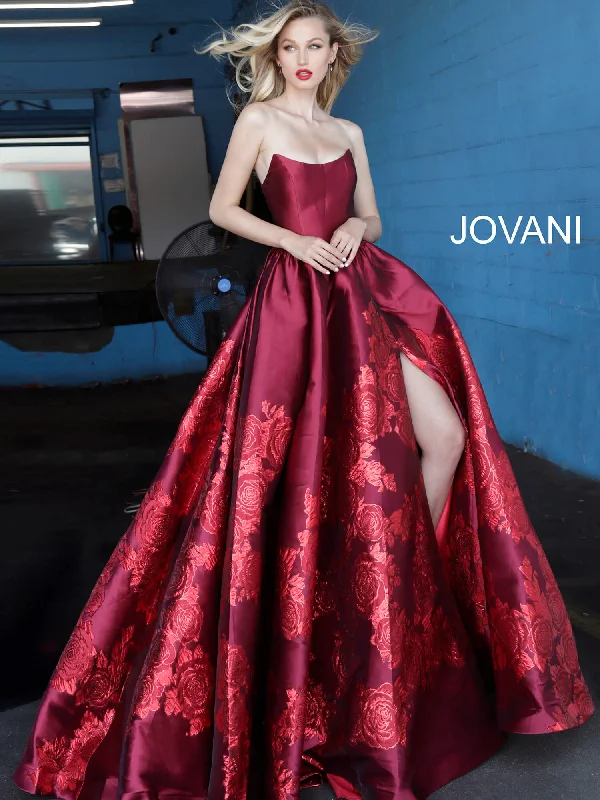 cocktail dresses with satin fabric for smooth texture --Satin Strapless A-line Slit Gown by Jovani 02038 cocktail dresses with satin fabric for smooth texture --Satin Strapless A-line Slit Gown by Jovani 02038