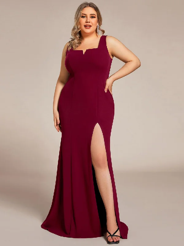 Classy cocktail party dresses for semi-formal occasions -Plus Square Neck High Split Mermaid Wholesale Evening Dresses Classy cocktail party dresses for semi-formal occasions -Plus Square Neck High Split Mermaid Wholesale Evening Dresses
