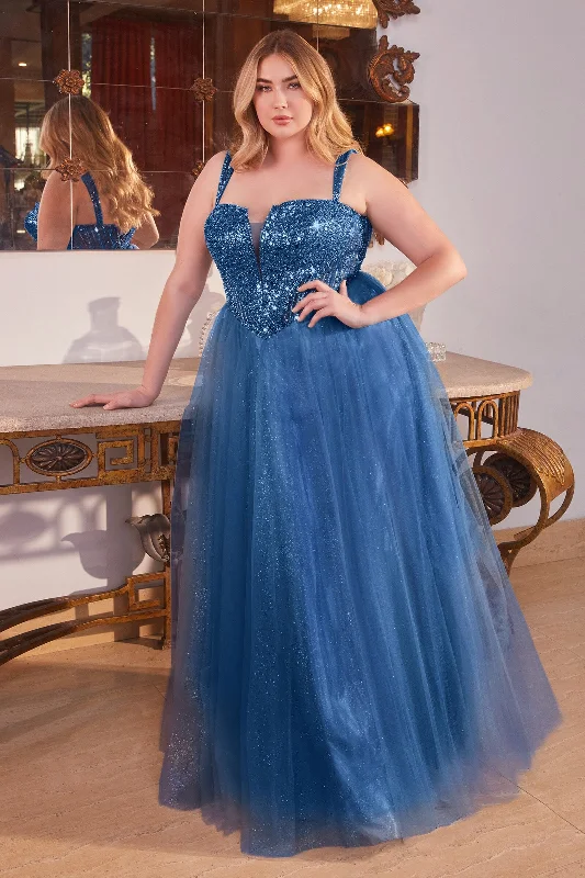 Vibrant wedding guest dresses for summer celebrations -Plus Size Sequin Sleeveless Tulle Gown by Ladivine CD0217C Vibrant wedding guest dresses for summer celebrations -Plus Size Sequin Sleeveless Tulle Gown by Ladivine CD0217C