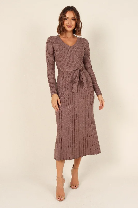 Spring dresses with wrap-around designs for a feminine touch -Reigan Dress - Mocha