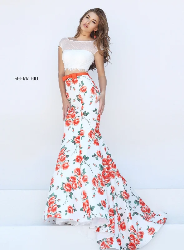 ivory/orange print
