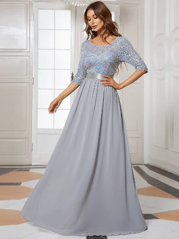 formal dresses with high necklines for modest fashion lovers --Elegant Round Neckline Sequins Patchwork Wholesale Evening Dress formal dresses with high necklines for modest fashion lovers --Elegant Round Neckline Sequins Patchwork Wholesale Evening Dress
