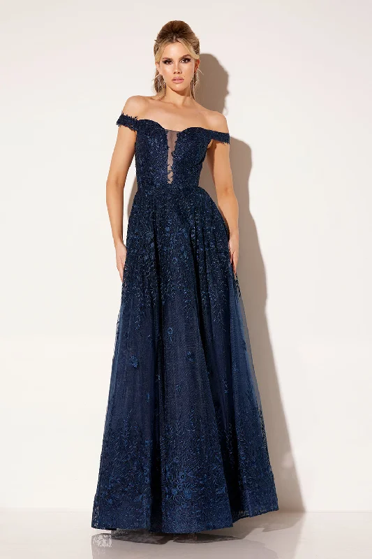 cocktail dresses with floral patterns for spring events --Embroidered Off Shoulder Gown by Lucci Lu C8090 cocktail dresses with floral patterns for spring events --Embroidered Off Shoulder Gown by Lucci Lu C8090