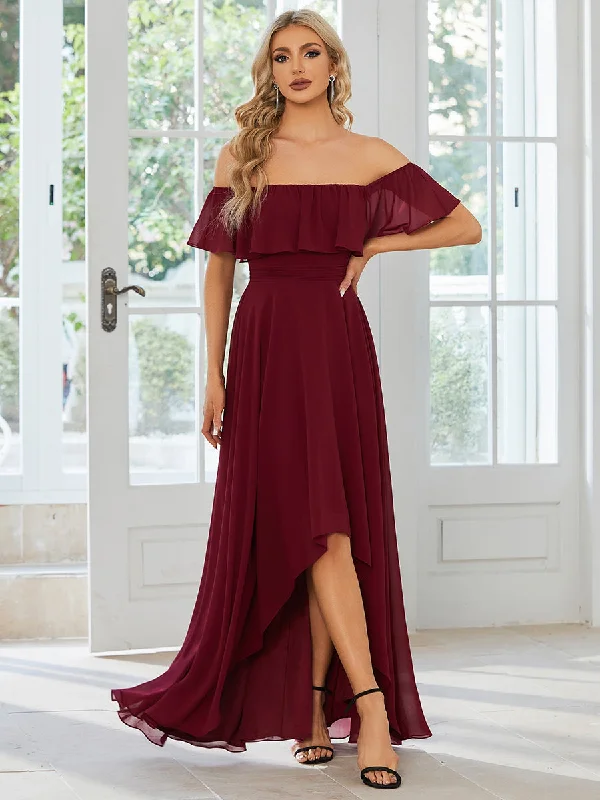 formal dresses with lace necklines for feminine touch --Off Shoulder Chiffon Split Wholesale Bridesmaid Dresses formal dresses with lace necklines for feminine touch --Off Shoulder Chiffon Split Wholesale Bridesmaid Dresses