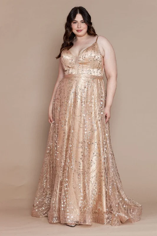 Sophisticated black wedding guest dresses -Plus Size Long Glitter Mesh Dress by Poly USA W1004 Sophisticated black wedding guest dresses -Plus Size Long Glitter Mesh Dress by Poly USA W1004