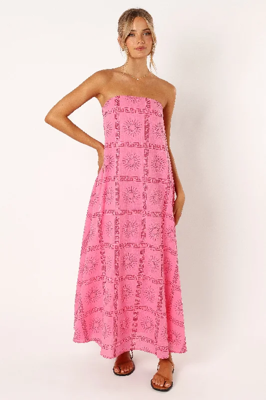 Classic shift dresses for formal cocktail parties -Soph Strapless Maxi Dress - Pink Red Classic shift dresses for formal cocktail parties -Soph Strapless Maxi Dress - Pink Red