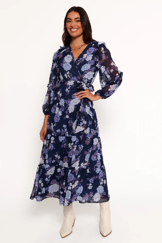 Best wedding guest dresses for an evening gala or celebration -Korina Long Sleeve Maxi Dress - Vintage Blues Best wedding guest dresses for an evening gala or celebration -Korina Long Sleeve Maxi Dress - Vintage Blues