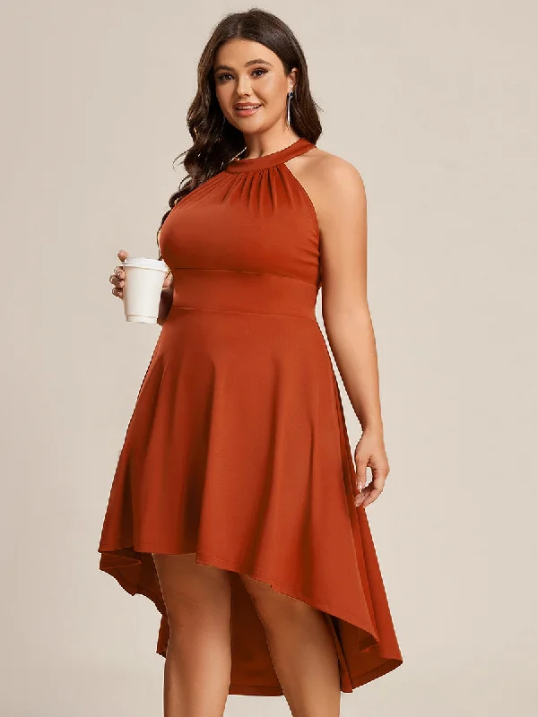 Affordable party dresses for teen girls -Plus Halter Sleeveless Midi Wholesale Cocktail Dresses Affordable party dresses for teen girls -Plus Halter Sleeveless Midi Wholesale Cocktail Dresses