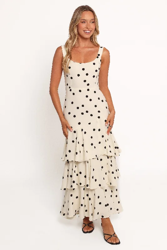 Colorful cocktail dresses for tropical events -Mabel Maxi Dress - Cream