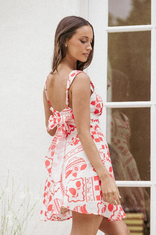 Party dresses for casual outdoor parties -Sloan Mini Dress - Red Print