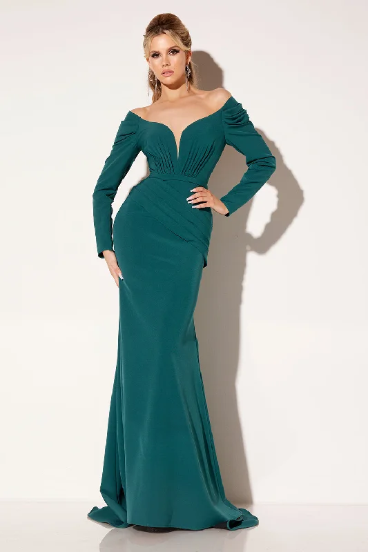 Wedding guest dresses for spring and summer seasons -Crepe Fitted Long Sleeve Gown by Lucci Lu C8102 Wedding guest dresses for spring and summer seasons -Crepe Fitted Long Sleeve Gown by Lucci Lu C8102