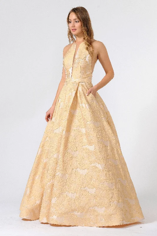 plus size cocktail dresses with empire waist for flattering shape --Floral Embroidered Long High-Neck Dress by Poly USA 8402 plus size cocktail dresses with empire waist for flattering shape --Floral Embroidered Long High-Neck Dress by Poly USA 8402