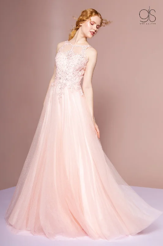 formal dresses for prom with sweetheart necklines --Long Sleeveless A-Line Dress with Sheer Lace Top by Elizabeth K GL2693 formal dresses for prom with sweetheart necklines --Long Sleeveless A-Line Dress with Sheer Lace Top by Elizabeth K GL2693