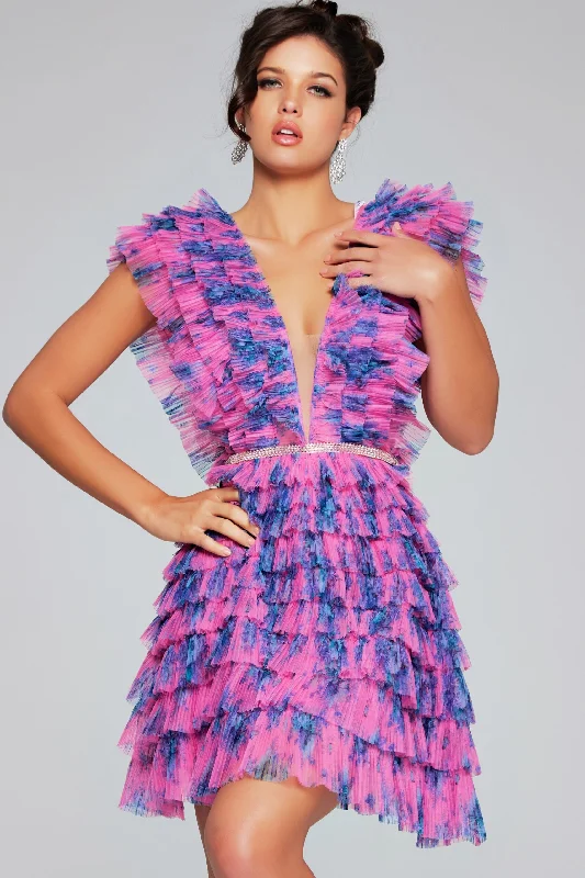 Plus size evening party dresses for weddings -Ruffled Short Sleeveless A-line Dress by Jovani 50069 Plus size evening party dresses for weddings -Ruffled Short Sleeveless A-line Dress by Jovani 50069