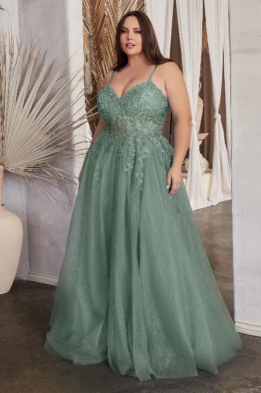 cocktail dresses with open shoulder designs for summer --Curve Applique Sleeveless Corset Tulle Gown by Ladivine C148C cocktail dresses with open shoulder designs for summer --Curve Applique Sleeveless Corset Tulle Gown by Ladivine C148C