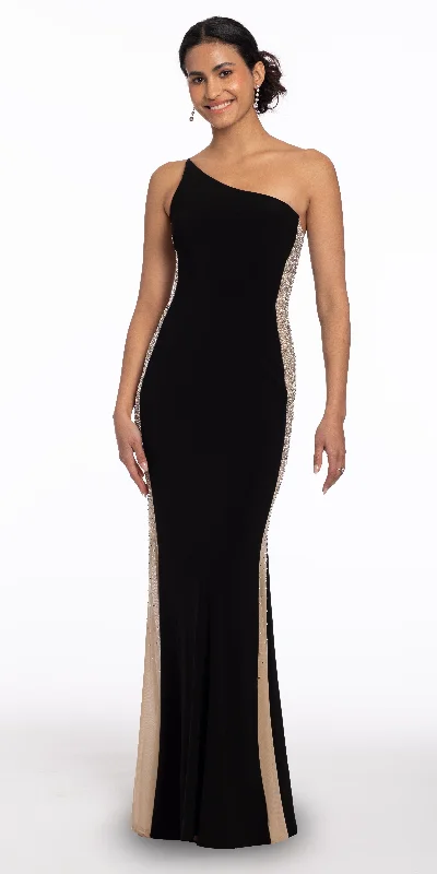 Gorgeous off-shoulder party dresses for summer evenings -Two Tone One Shoulder Jersey Dress Gorgeous off-shoulder party dresses for summer evenings -Two Tone One Shoulder Jersey Dress