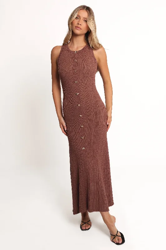 Affordable spring dresses for date nights under $50 -Lyon Maxi Knit Dress - Chocolate Brown Affordable spring dresses for date nights under $50 -Lyon Maxi Knit Dress - Chocolate Brown