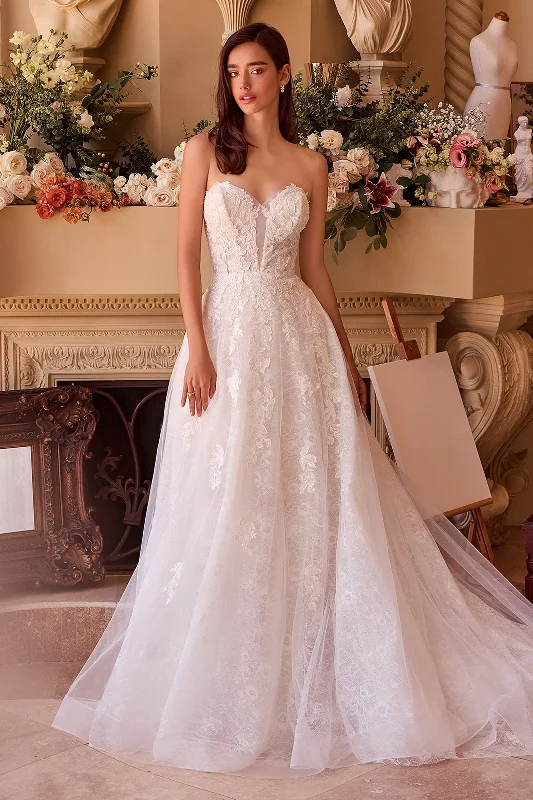 cocktail dresses with ruched bodices for flattering fit --Applique Strapless A-line Bridal Gown by Ladivine WL052 cocktail dresses with ruched bodices for flattering fit --Applique Strapless A-line Bridal Gown by Ladivine WL052