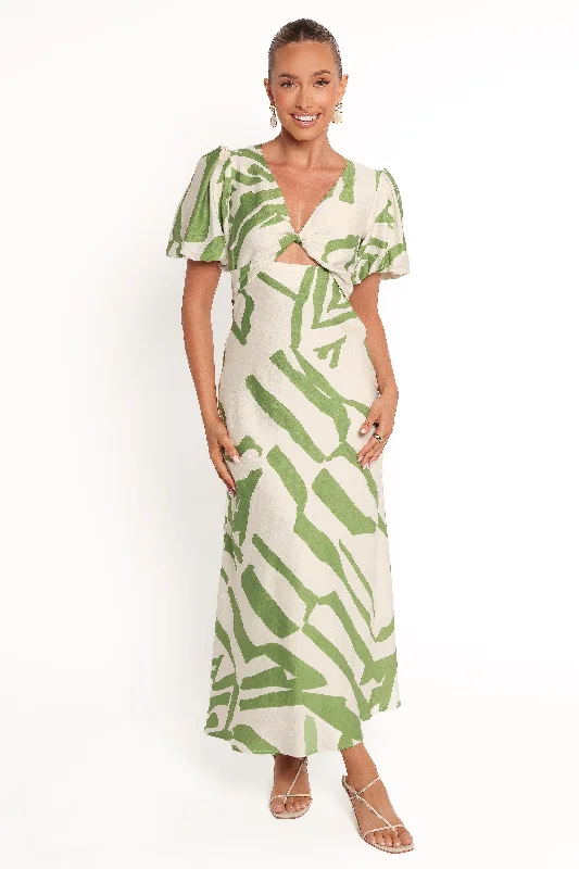 Gorgeous floral wedding guest dresses for summer outdoor weddings -Ginevra Maxi Dress - Cream/Green Gorgeous floral wedding guest dresses for summer outdoor weddings -Ginevra Maxi Dress - Cream/Green
