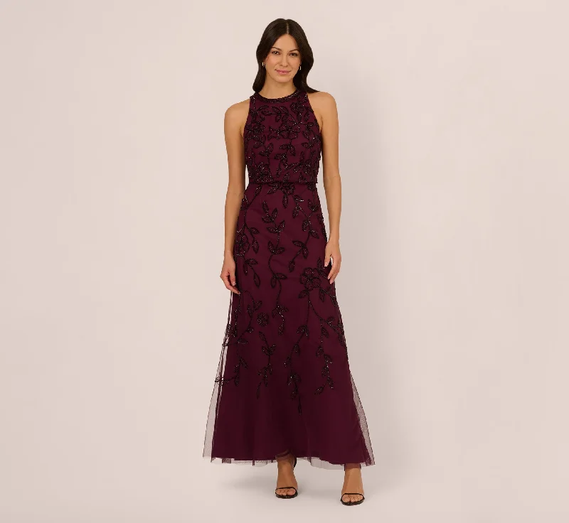 formal dresses for beach weddings with lightweight fabrics --Sleeveless Blouson Mermaid Gown With Jasmine Beading In Cassis formal dresses for beach weddings with lightweight fabrics --Sleeveless Blouson Mermaid Gown With Jasmine Beading In Cassis
