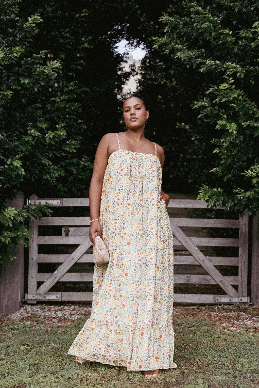 Wedding guest dresses with pleated details for added texture -Colette Maxi Dress - Garden Floral Wedding guest dresses with pleated details for added texture -Colette Maxi Dress - Garden Floral