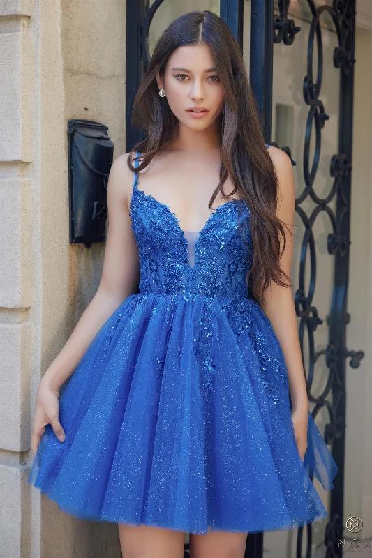 Colorful graduation dresses for a bold look -Applique Short Sleeveless A-line Dress by Nox Anabel E902 Colorful graduation dresses for a bold look -Applique Short Sleeveless A-line Dress by Nox Anabel E902