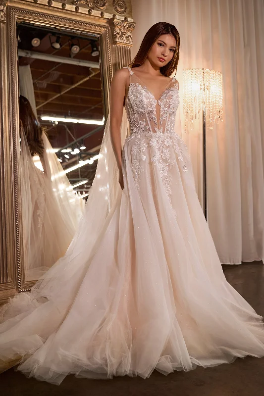 formal dresses with pleated skirts for graceful movement --Applique Cape Wedding Ball Gown by Ladivine CDS476W formal dresses with pleated skirts for graceful movement --Applique Cape Wedding Ball Gown by Ladivine CDS476W