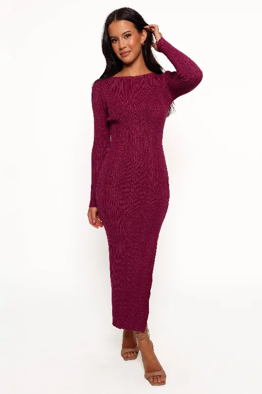 Sleek black party dresses for formal gatherings -Mattie Long Sleeve Maxi Dress - Plum Sleek black party dresses for formal gatherings -Mattie Long Sleeve Maxi Dress - Plum