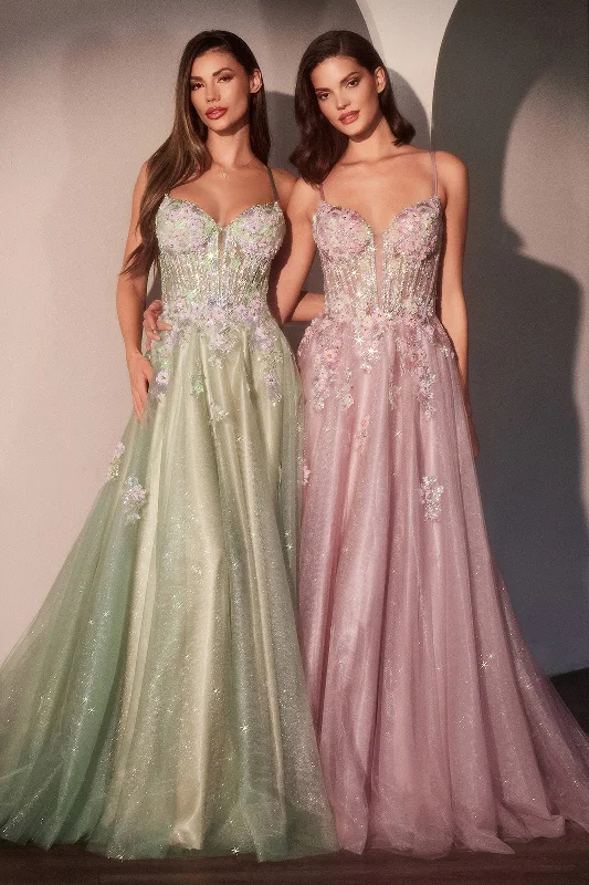 cocktail dresses with sweetheart necklines for romantic looks --Applique Sleeveless A-line Gown by Ladivine CD740 cocktail dresses with sweetheart necklines for romantic looks --Applique Sleeveless A-line Gown by Ladivine CD740