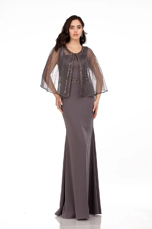 Wedding guest dresses with unique prints for a fun vibe -Sleeveless 2-Piece Capelet Gown by Abby Paris 96062W Wedding guest dresses with unique prints for a fun vibe -Sleeveless 2-Piece Capelet Gown by Abby Paris 96062W