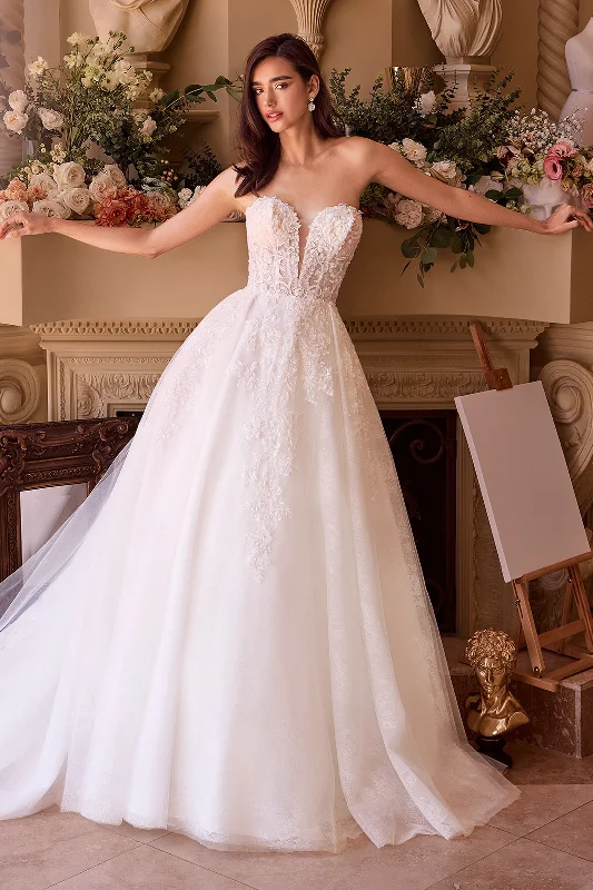 cocktail dresses with open shoulder designs for summer --Applique Strapless Bridal Gown by Ladivine WL037