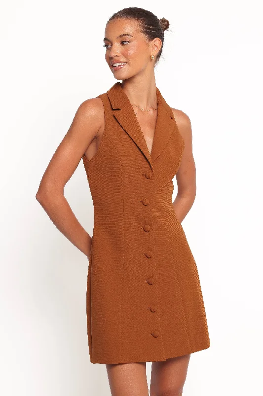 Trendy bohemian party dresses for the summer -Barrett Mini Dress - Brown