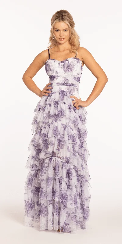 formal dresses for dance performances with stretch material --Sweetheart Mesh Floral Tiered Lace Up A Line Dress formal dresses for dance performances with stretch material --Sweetheart Mesh Floral Tiered Lace Up A Line Dress