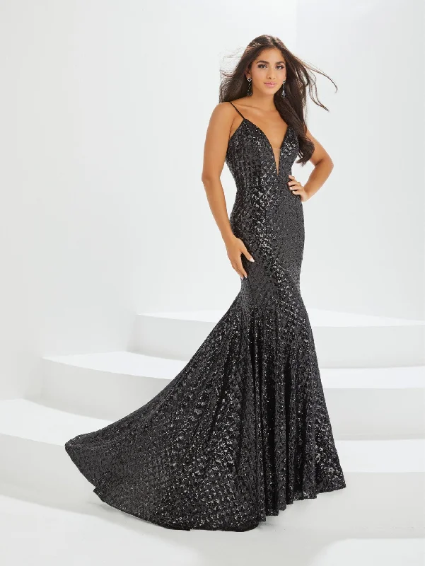 cocktail dresses with lace sleeves for classic elegance --Sequin Sheer V-Neck Mermaid Dress by Tiffany Designs 16022 cocktail dresses with lace sleeves for classic elegance --Sequin Sheer V-Neck Mermaid Dress by Tiffany Designs 16022