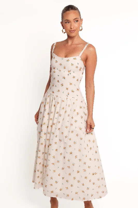 Spring dresses with a tiered skirt for added volume -Oakley Maxi Dress - Yellow Floral Spring dresses with a tiered skirt for added volume -Oakley Maxi Dress - Yellow Floral