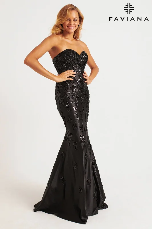 cocktail dresses with beaded straps for sparkle --Sequin Satin Strapless Mermaid Dress by Faviana 11271 cocktail dresses with beaded straps for sparkle --Sequin Satin Strapless Mermaid Dress by Faviana 11271