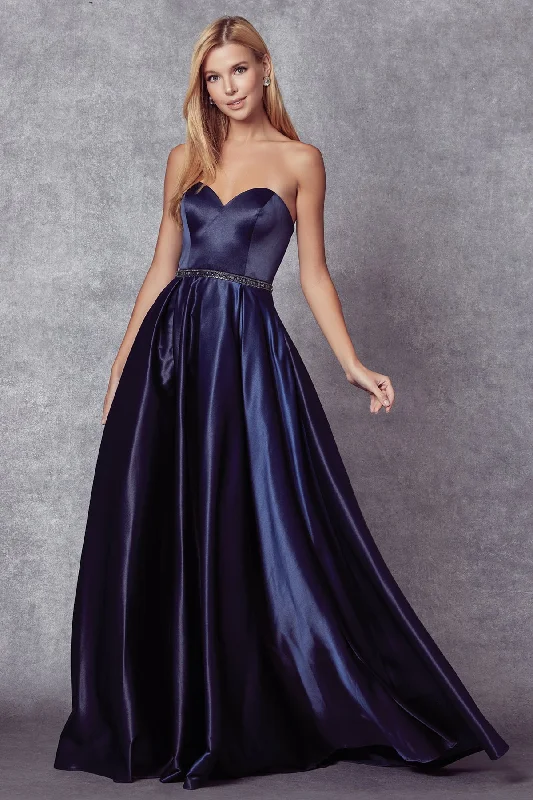 formal dresses with satin belts for waist definition --Long Strapless Satin Dress by Juliet 688 formal dresses with satin belts for waist definition --Long Strapless Satin Dress by Juliet 688
