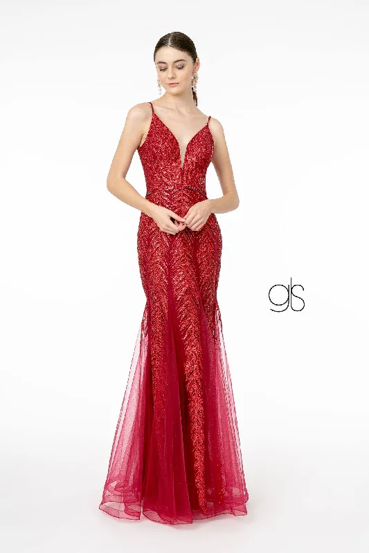cocktail dresses with off-shoulder ruffles for feminine flair --Glitter Sequined V-Neck Mermaid Gown by Elizabeth K GL2939 cocktail dresses with off-shoulder ruffles for feminine flair --Glitter Sequined V-Neck Mermaid Gown by Elizabeth K GL2939