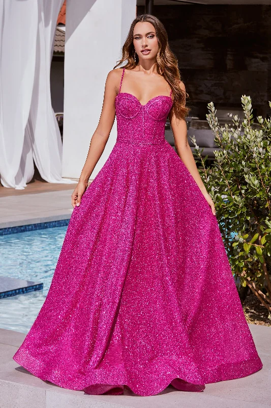 cocktail dresses with tiered skirts for playful movement --Glitter Sleeveless Corset A-line Gown by Ladivine CDS483 cocktail dresses with tiered skirts for playful movement --Glitter Sleeveless Corset A-line Gown by Ladivine CDS483
